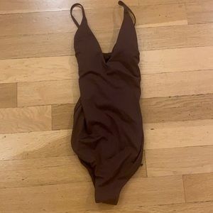 Brown one piece bathing suit